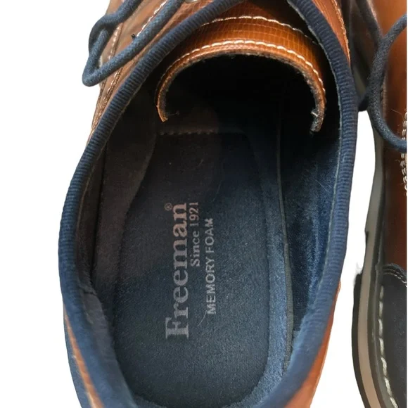 Freeman Men’s Morgan Memory Foam Brown & Navy Dress Shoe Size 8M - Picture 10 of 12